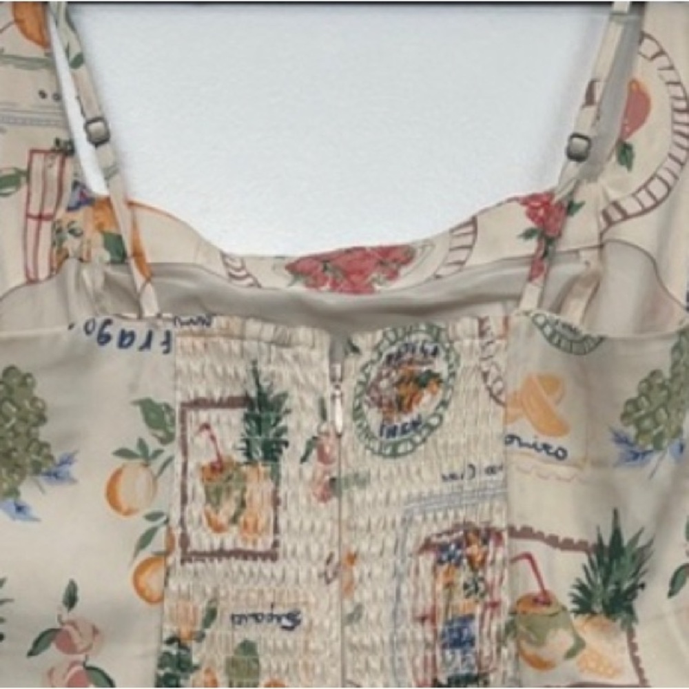 Abercrombie & Fitch Linen Ruched Dress in Italia Print ST - Picture 4 of 4